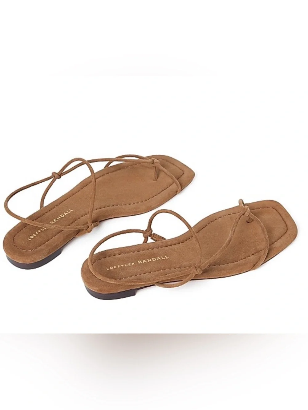 NEW Loeffler Randall Eleanor Cacao Strappy Knotted Suede Flat Sandals